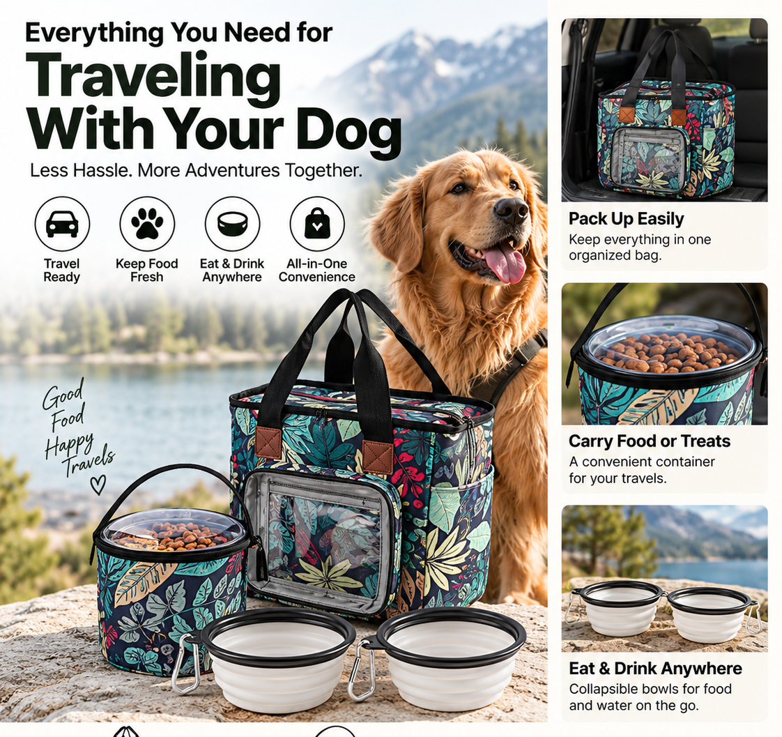 4-in-1 Dog Travel Essentials Kit