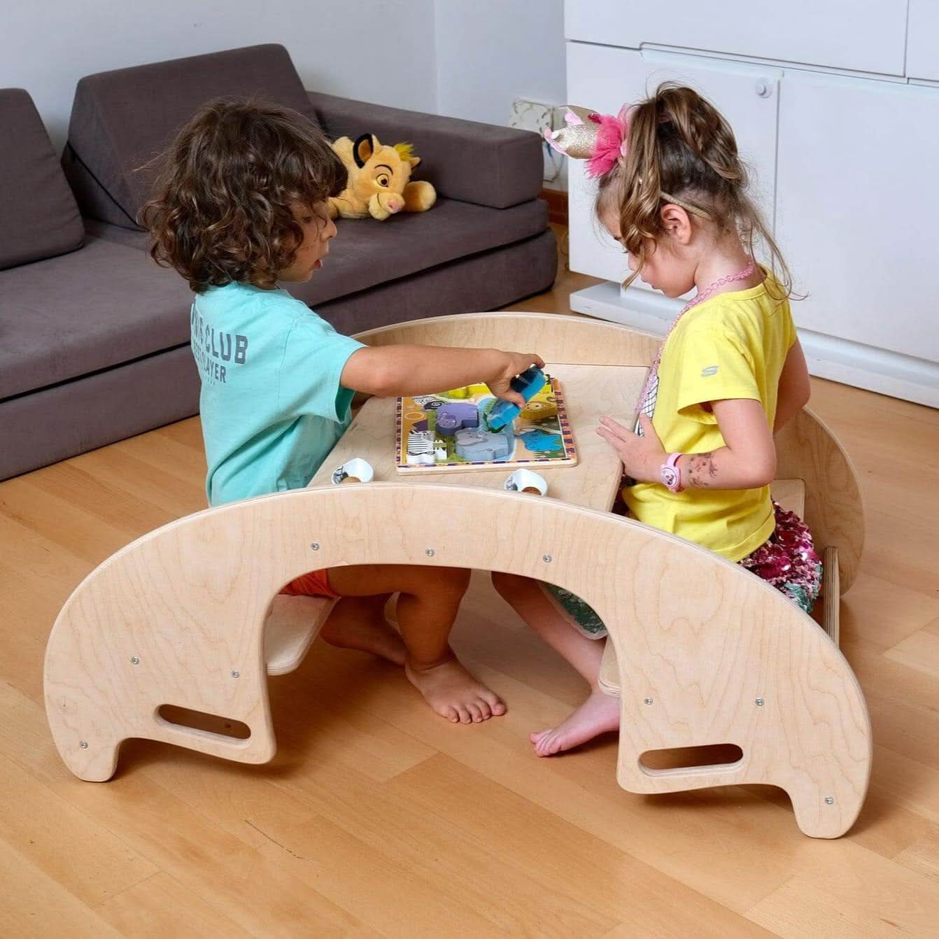 2in1 Montessori Seesaw and Table Chair Set