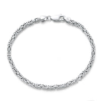 Carefully Selected S925 Sterling Silver Bracelet Italian 2.5mm Flat Byzantine Bracelet Unisex Jewelry Ins Versatile