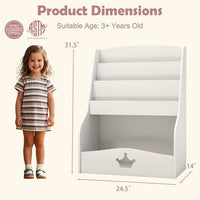 4-Tier Kids Bookshelf with Shelves and Compartment for Toddlers-White