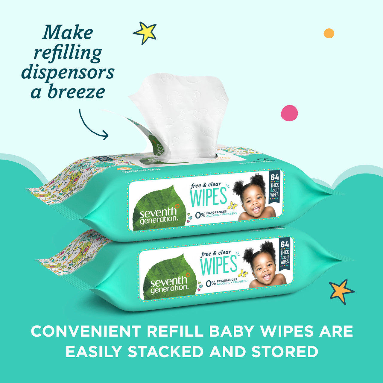 Seventh Generation F&C Baby Wipe Refil (3x256 CT)